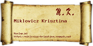 Miklovicz Krisztina névjegykártya